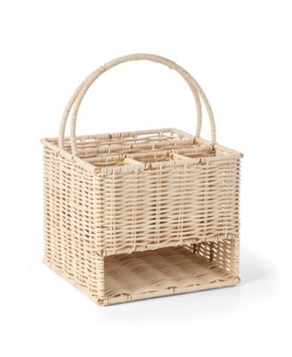 24 Seven Outdoor Living Real Rattan Flatware Storage Caddy