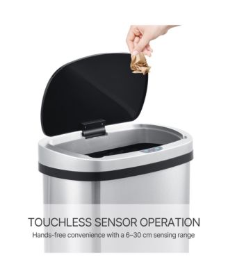 13 Gal./50 Liter Stainless Steel Oval Motion Sensor Trash Can for Kitchen
