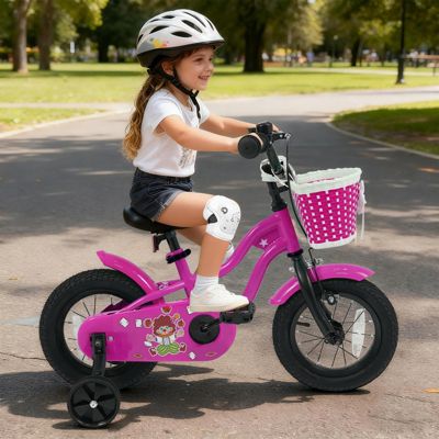 Kids Ride On Bike with Training Wheels, Beginner Toddler Bicycle