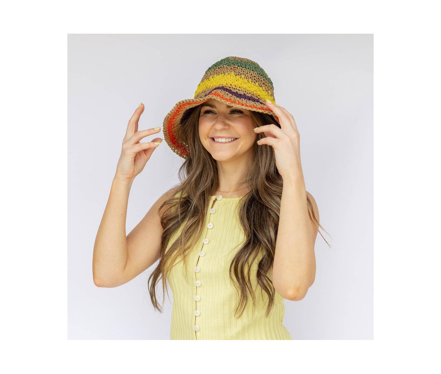 Женская панама Headbands of Hope Raffia Woven Bucket Hat, цвет: Разноцветный — фото 8