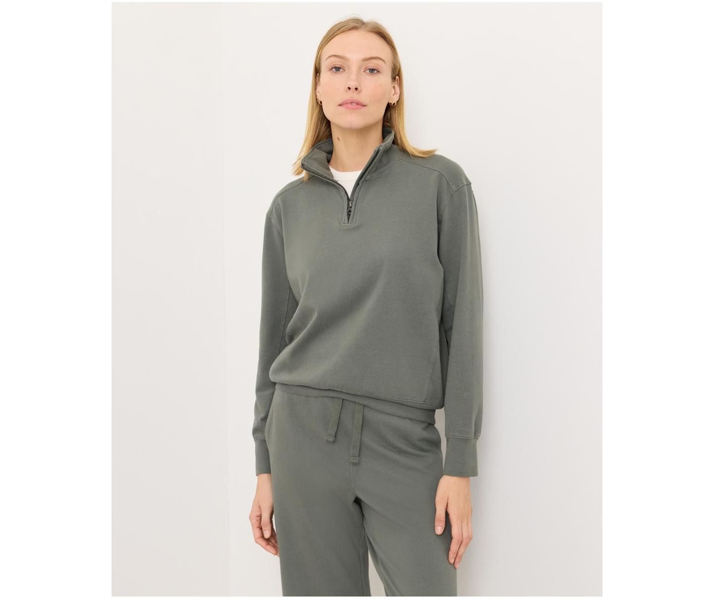 Женские топы Pact Cloud Knit Quarter Zip Made with Organic Cotton, цвет: Зелёный — фото 1