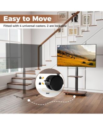 Rolling Mobile TV Cart with Height-Adjustable Mount for 32-75 Inch TVs