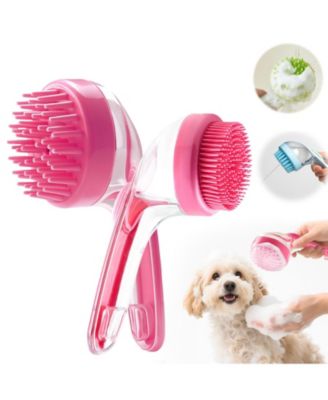 2pcs Pet Bath Brush With Shampoo Dispenser Massage For Dogs Cats Easy Washing Short Long Hair Coarse Fine Teeth
