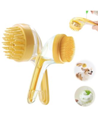 Aronkl 2pcs Pet Bath Brush With Shampoo Dispenser Massage For Dogs Cats Easy Washing Short Long Hair Coarse Fine Teeth - Yellow 68$