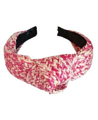 Women's Raffia Top Knot Headband - Pink