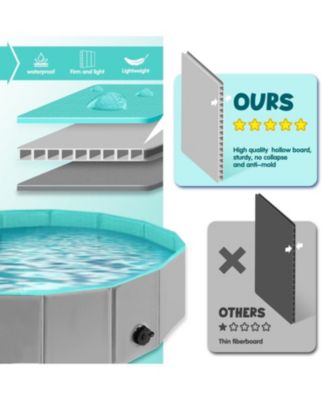 Foldable Dog Pool Collapsible Non Slip Durable Pet Bath Tub Indoor Outdoor Kiddie Pool Multifunctional Quick Draining