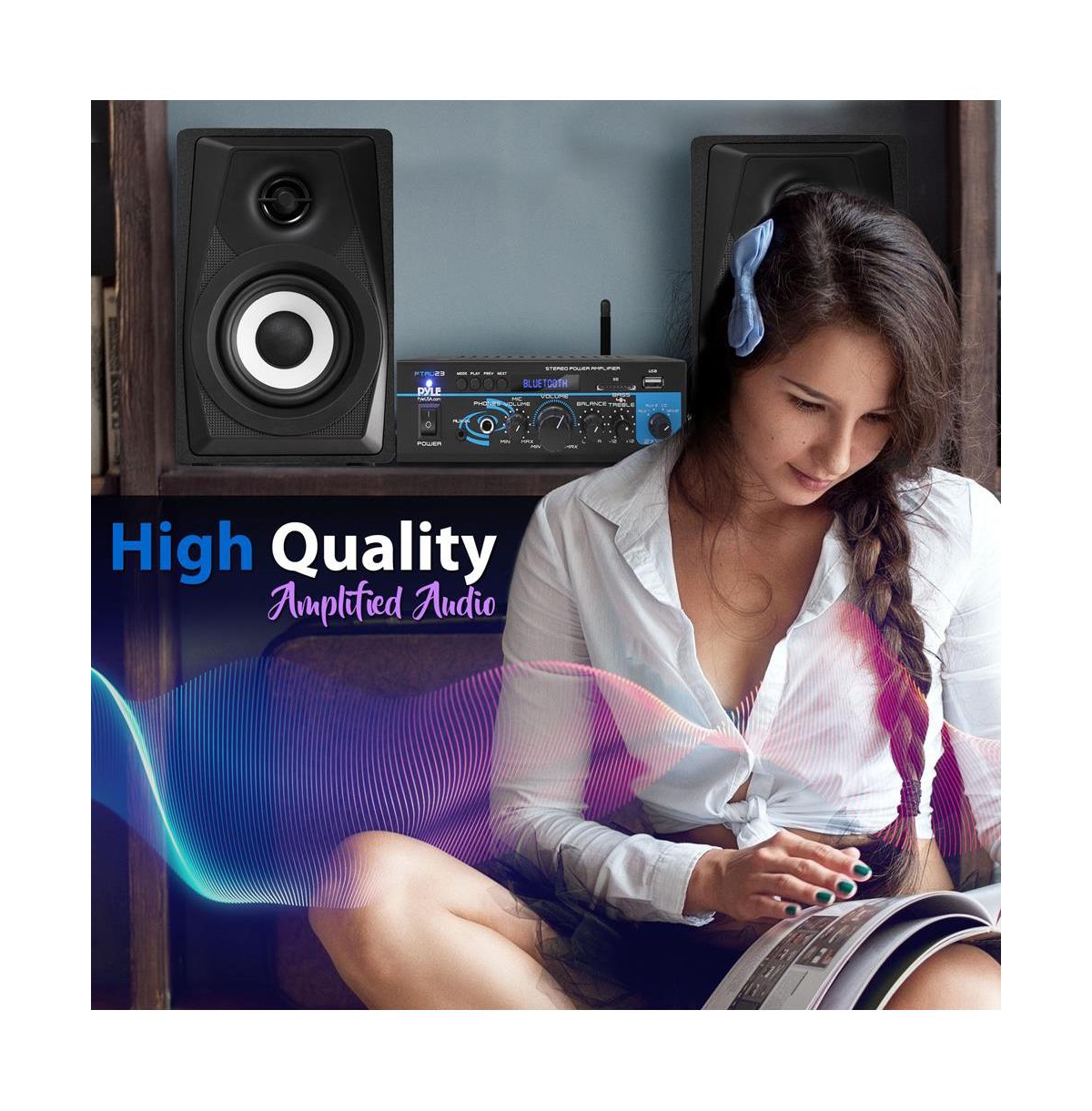 Pyle Mini Stereo Power Amplifier 2x40W with Bluetooth, Usb and Aux Inputs