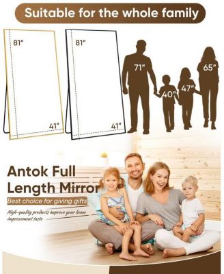 Full Length Mirror 81"x41" Oversized Floor Mirror for Living Room Cloakroom Gold Rect Style