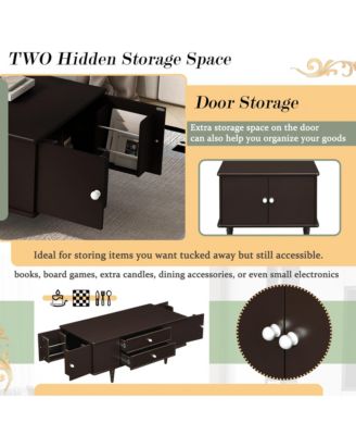 47.2" Modern Wooden Rectangular Coffee Table, Center Table with 4 Drawers and 2 Side Hidden Storage Compartments for Living Room
