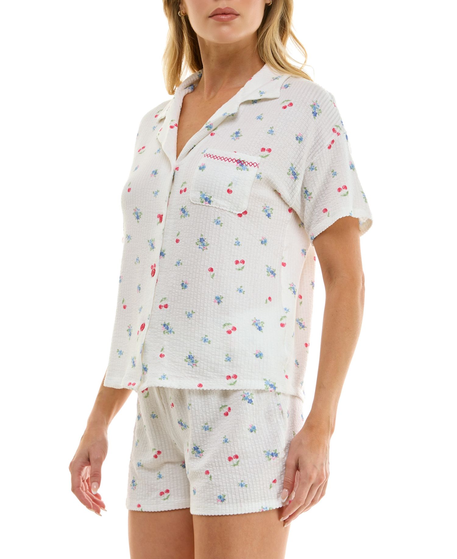 Women's Short-Sleeve Top and Pull-On Shorts, 2-Piece Set