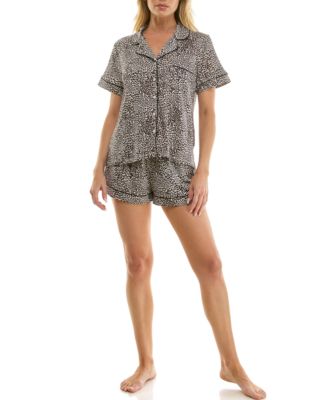 Women's Notch Collar Top and Pull-On Shorts, 2Pc Set