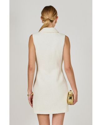 Women's Tweed Collared Mini Dress