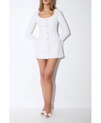 Women's Boucle feather Trim Mini Dress