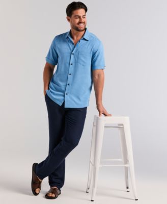 Men's Palm Print Short-Sleeve Button-Down Shirt