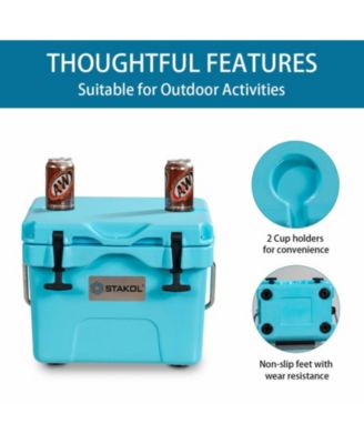 16-Quart Portable Insulated Hard Cooler with 4-Day Ice Retention and 2 Cup Holders