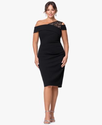 Plus Size Asymmetrical Neck Dress