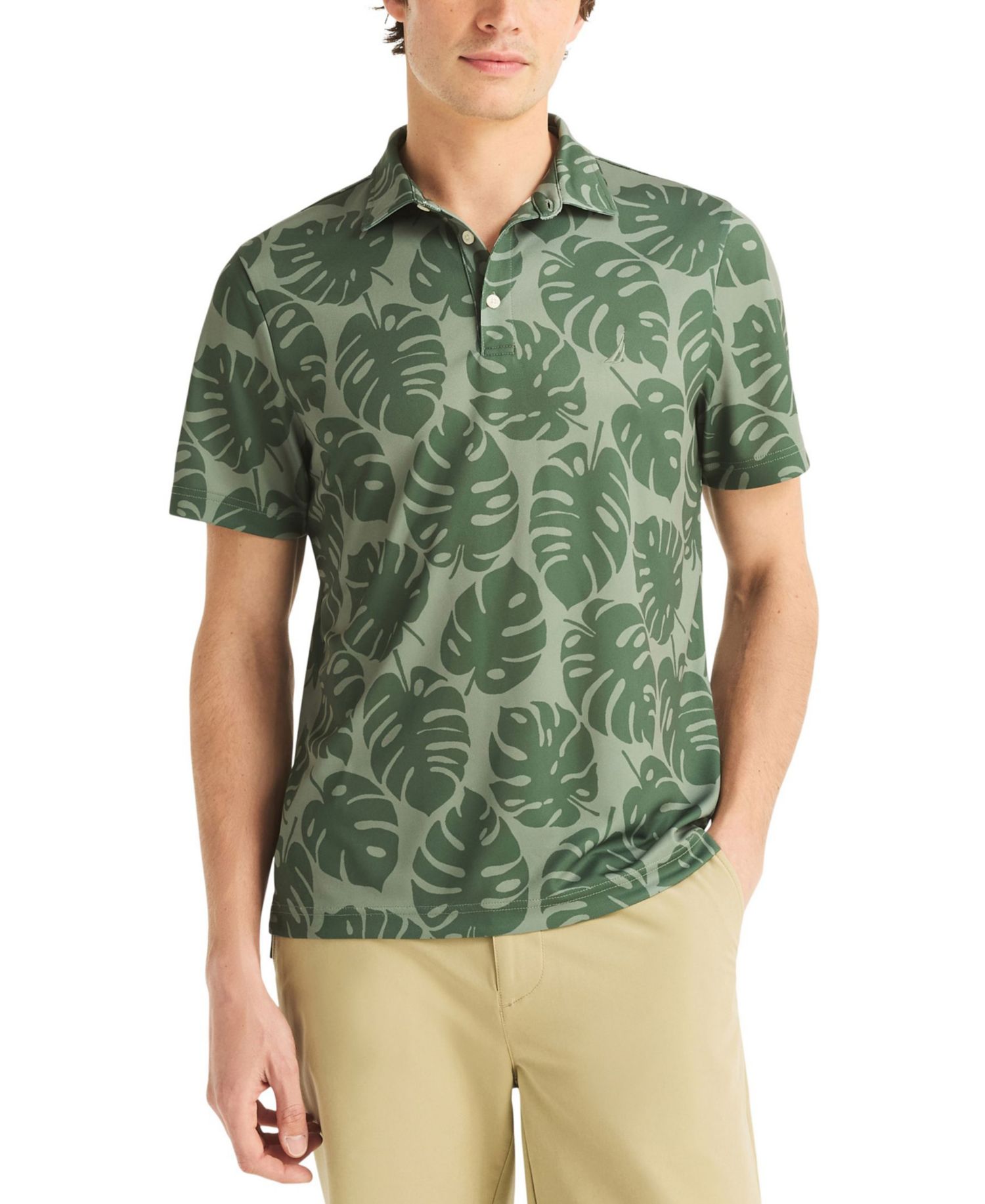 Men's Short-Sleeve Frond Print Golf Polo Shirt