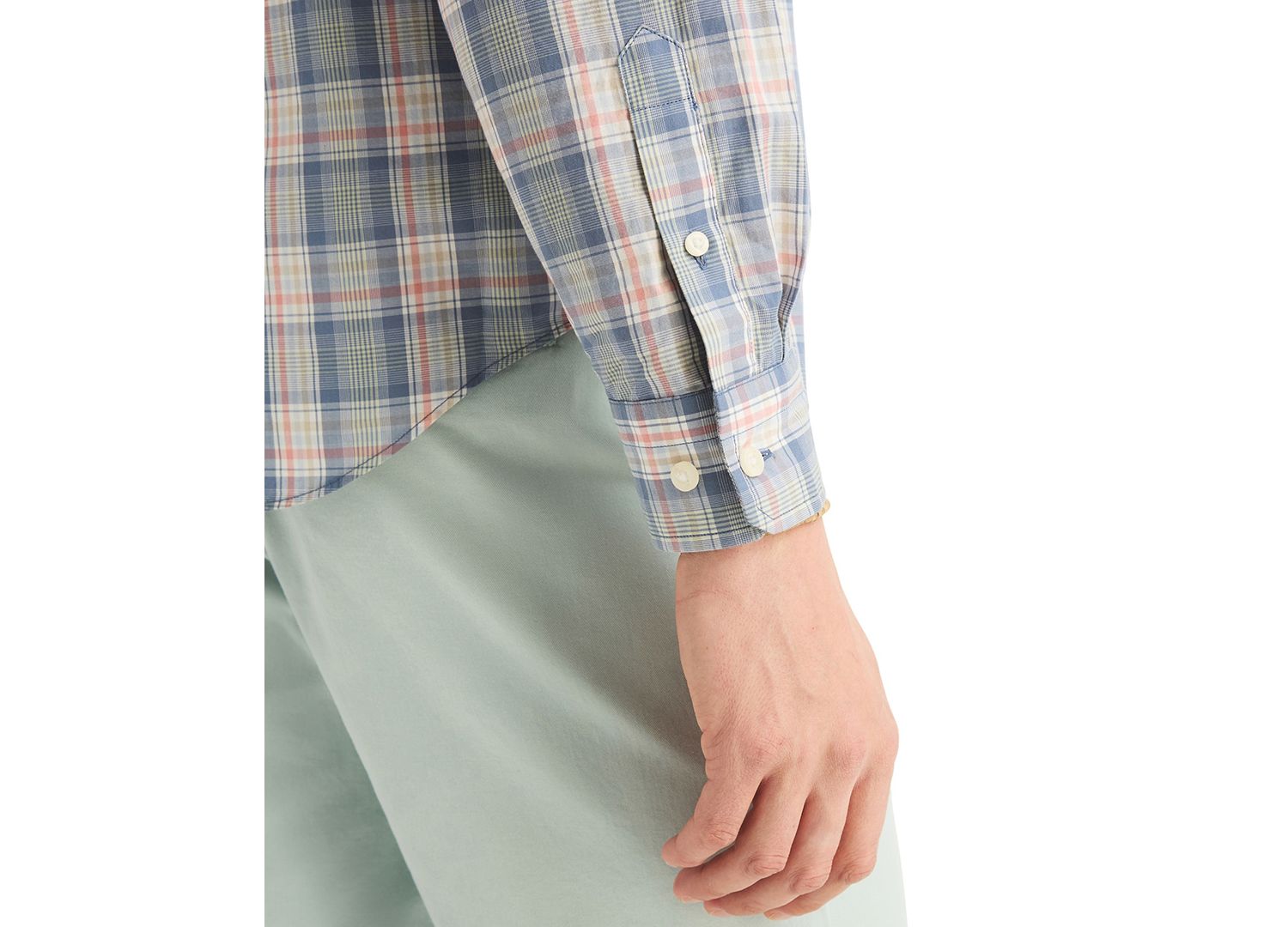 Men's Long-Sleeve Lawn Cotton Plaid Shirt