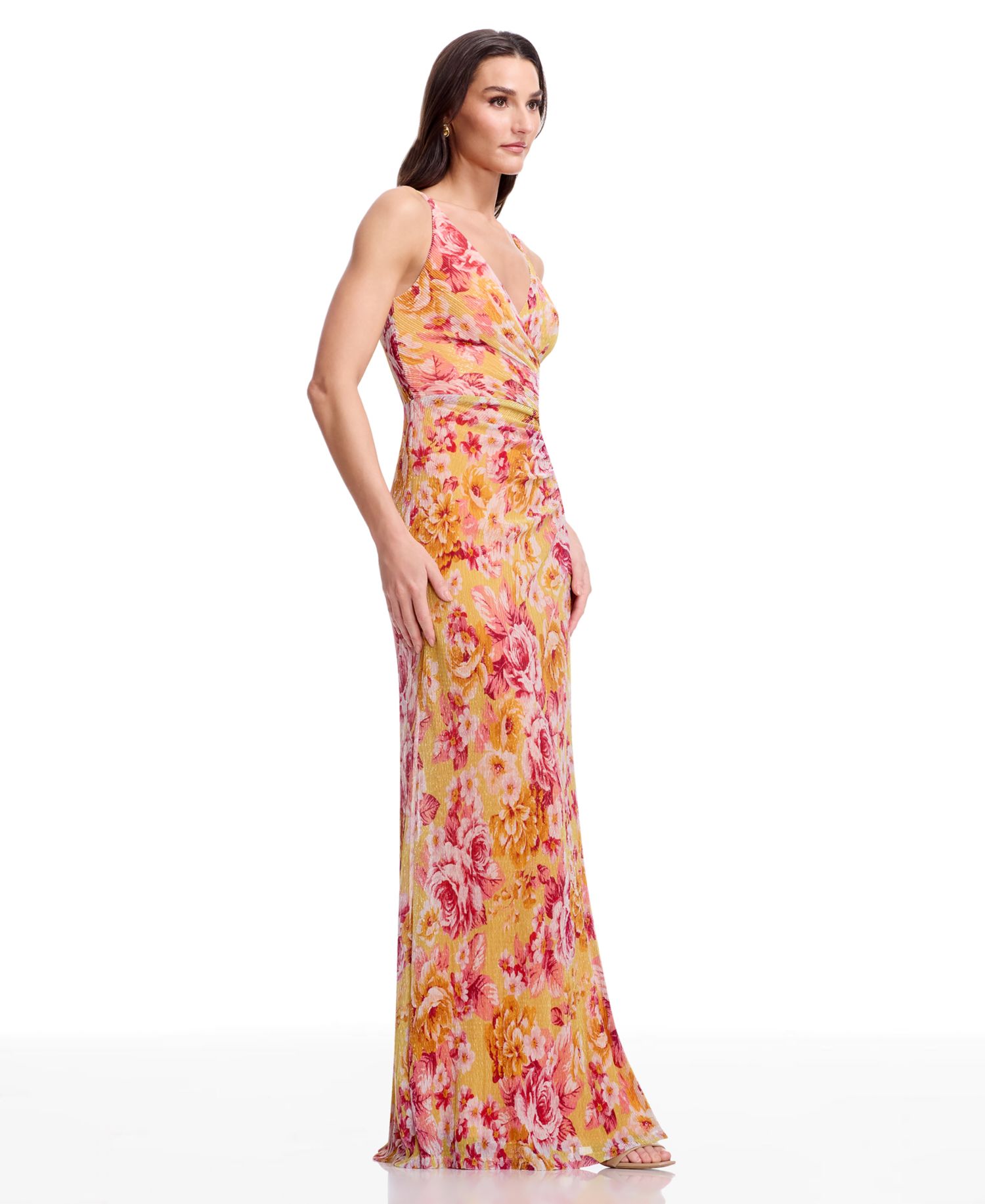 Women's Floral Print Ruched Mermaid Gown