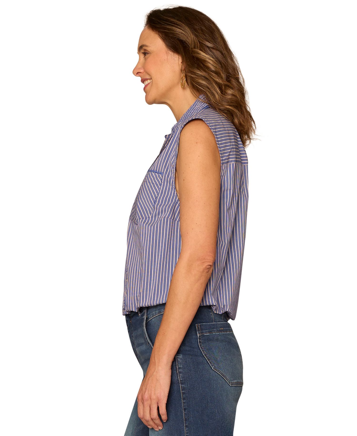 Petite Smocked Collar Woven Top