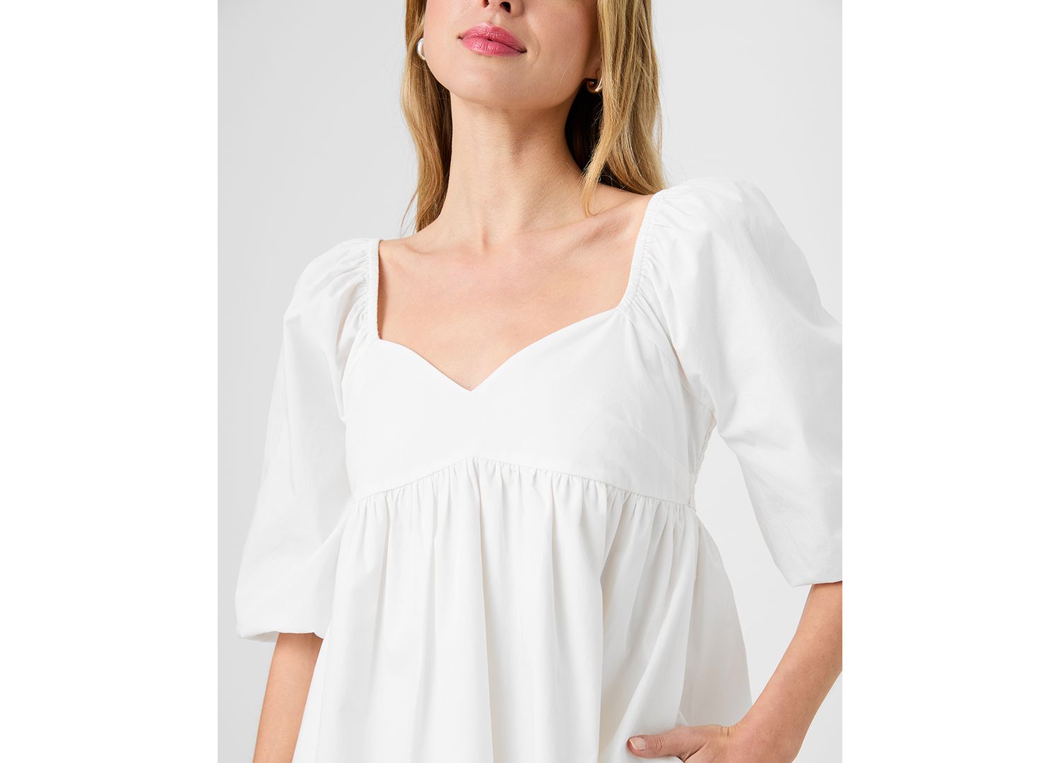 Women's Puff-Sleeve Sweetheart Neck Mini Dress