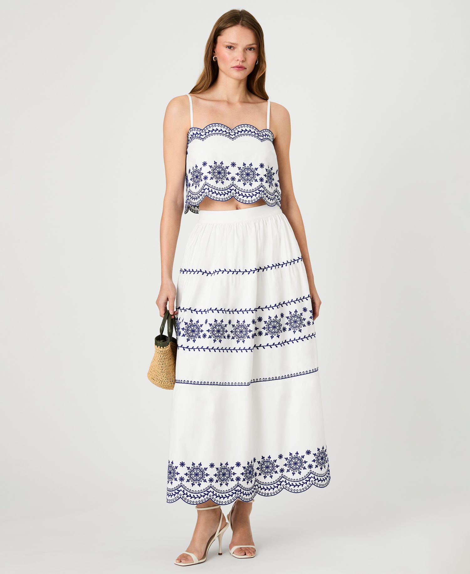 Women's Embroidered Midi Skirt