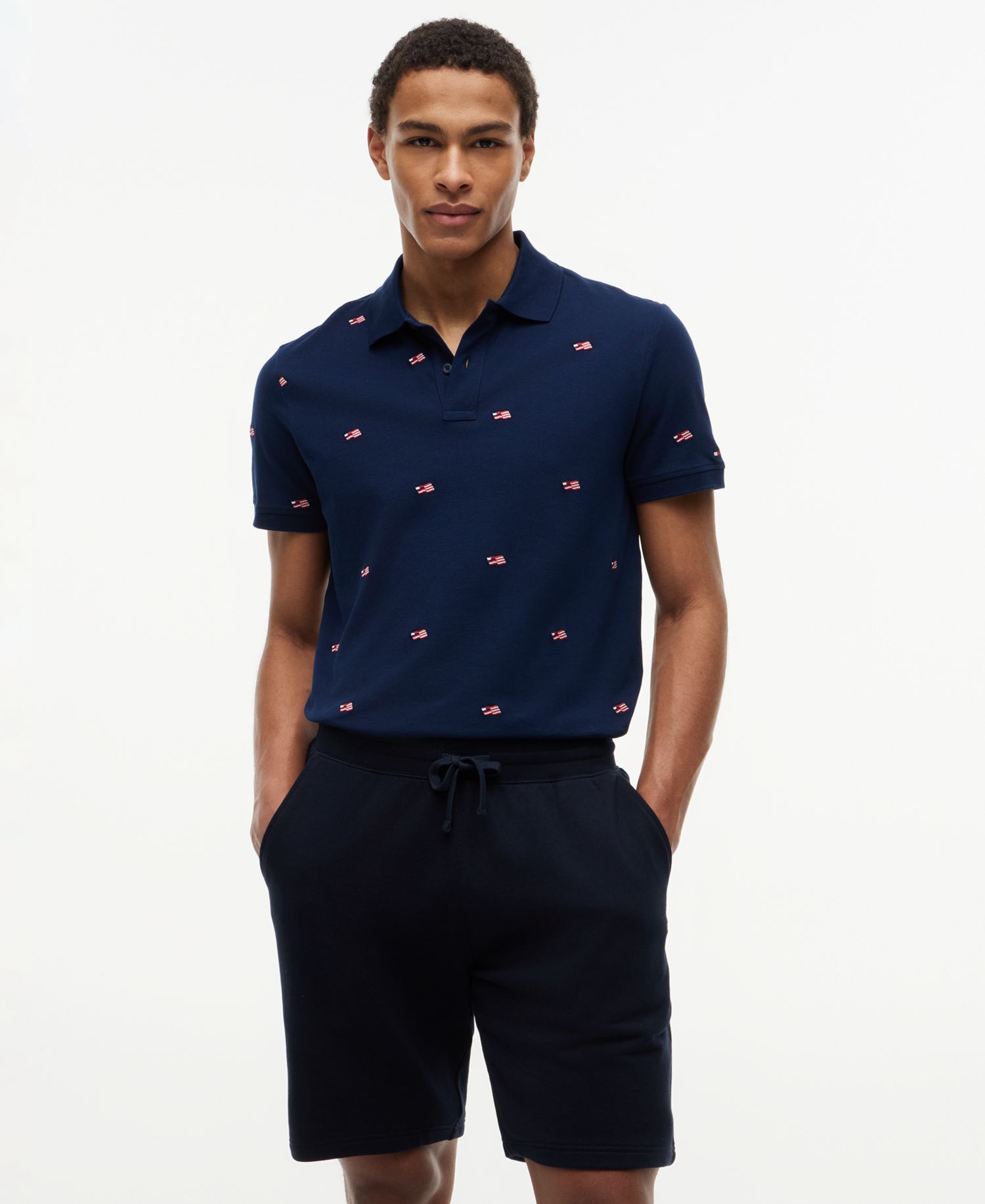Men's Embroidered Flag Polo Shirt