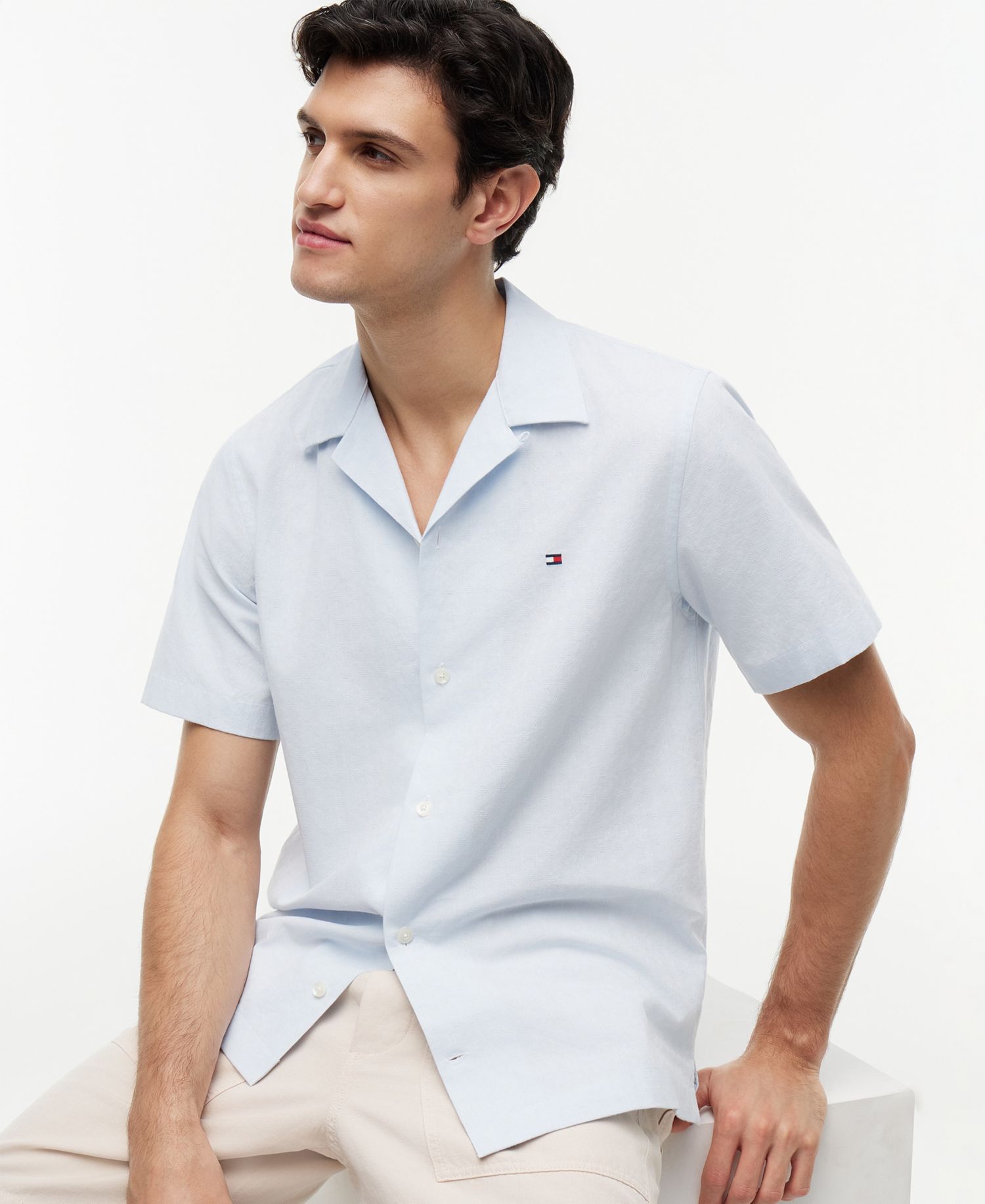 Men's Cotton Linen Dobby Shirt