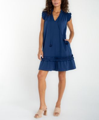 Petite V-Neck Ruffled Dress