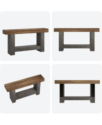 63'' Farmhouse 2-Tier Entryway Console Table with Open Storage - Long Sofa Accent Table for Entrance, Living Room