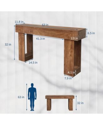 63 Inches Long Console Table, Wooden Entry Table for Entryway, Rustic Sofa Tables Behind Couch, Farmhouse Entryway Tables for Hallway