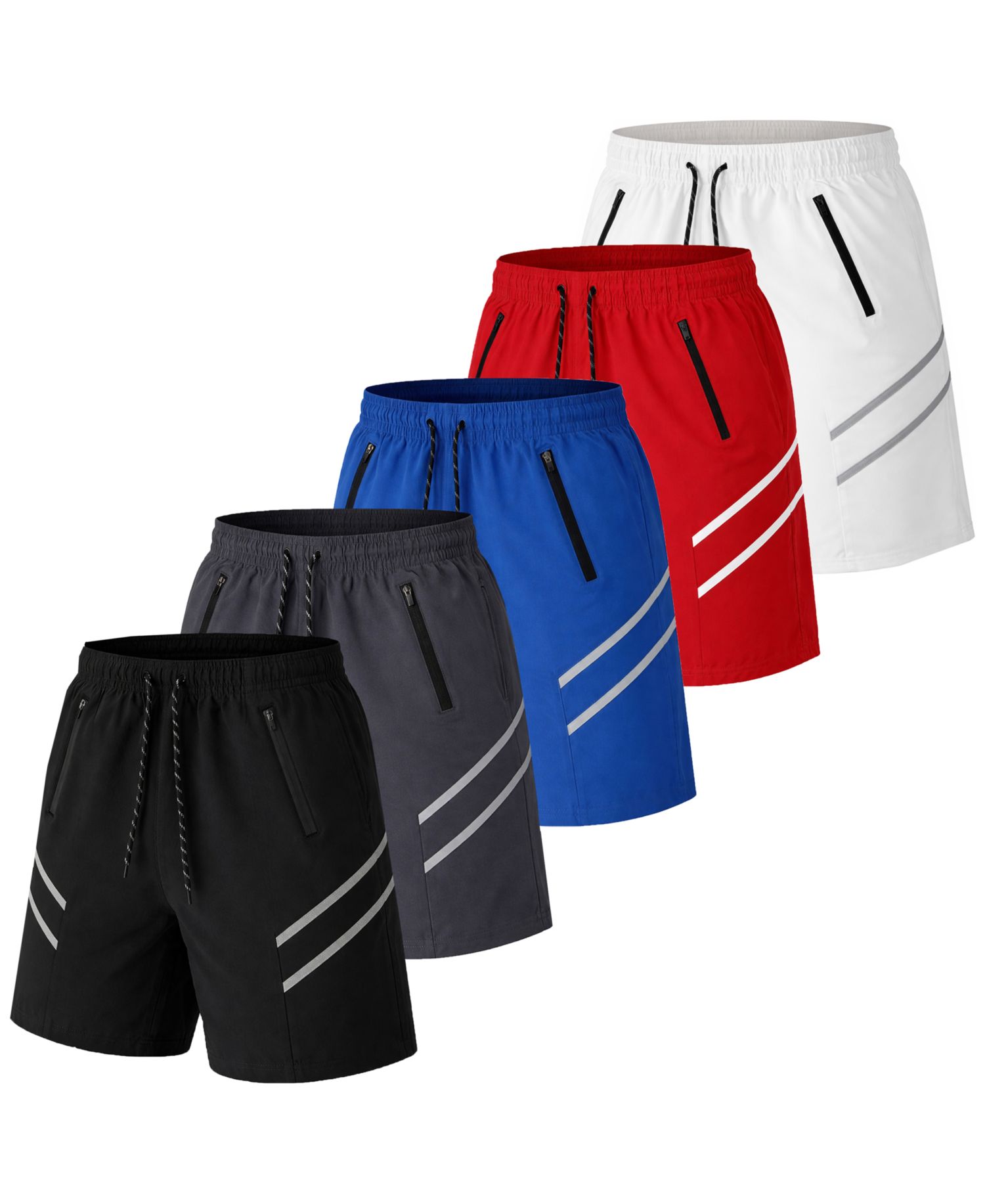 Men's Jump Start 5-Pack Performance Training Zipper Pockets Shorts
