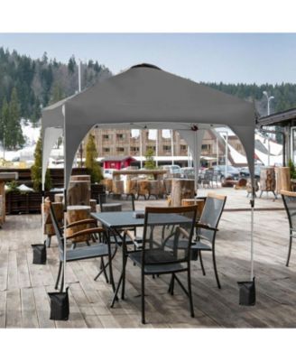 6.6 x 6.6 ft Pop Up Canopy Tent with Three Height Settings Roller Bag and Weight Bags