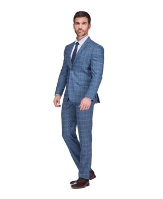 Men's Slim Fit 2-Piece Performance Stretch Plaid Suit