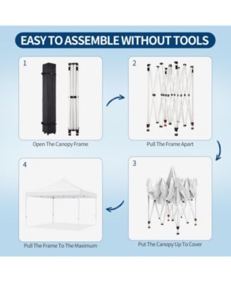 10x10 Ft Heavy-Duty Pop-Up Canopy Tent with Roller Bag, 1-Minute Setup UPF 50+ Waterproof Outdoor Sun Shade for Beach, Market and Patio