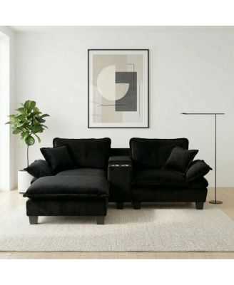 Modular Cloud L-Shape Sofa with Storage, USB, 2 Pillows