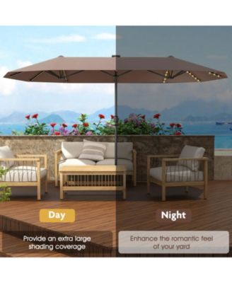 13 ft Double-Sided Patio Umbrella with 108 Solar LED Lights and Crank Handle