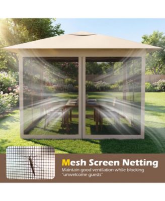 11.5 x 11.5 ft Pop Up Canopy Tent with Four Zippered Mesh Screen Sidewalls