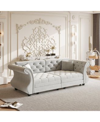 Oversized Chesterfield Velvet Sofa Bed