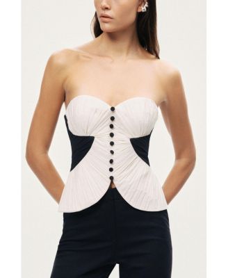 Women's Structured Strapless Contrast Bustier Top