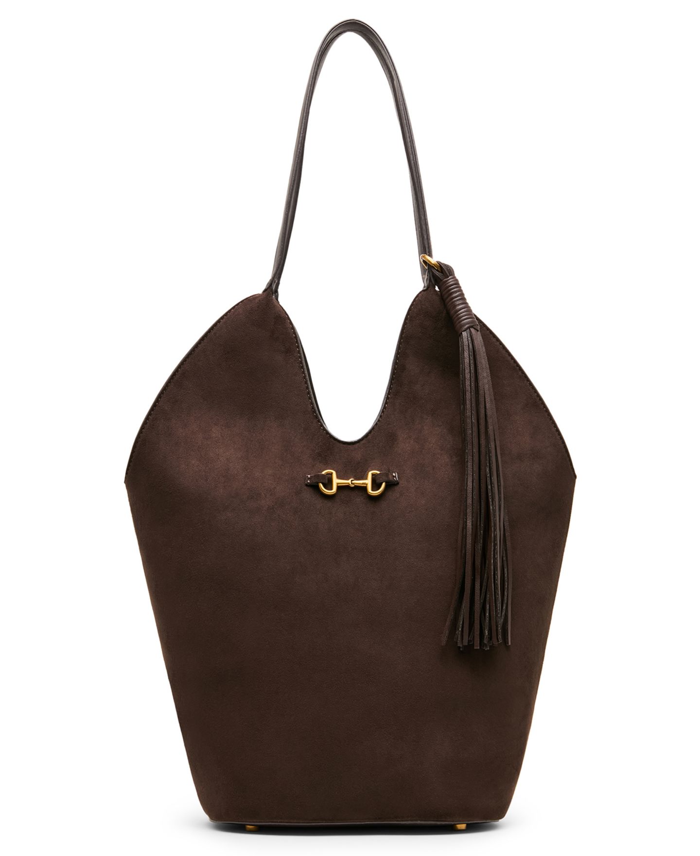 Женская сумка Anne Klein Faux Suede Large Horse Bit Shoulder Handbag, цвет: Коричневый — фото 6