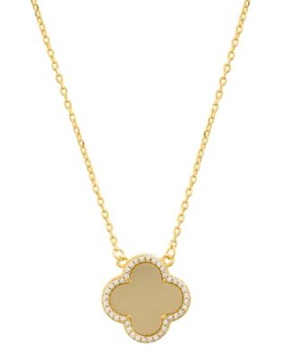 Cubic Zirconia Gold 2-Piece Halo Clover Necklace and Earrings Set