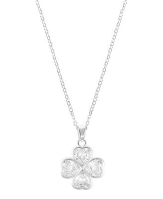Silver 2-Piece Clover and Nail Pendant Necklace Set