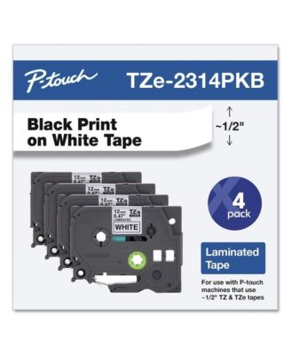 TZE2314PKB 0.5 in. TZe Series Standard Adhesive Laminated Labeling Tape(4/Pack