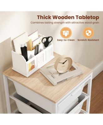 4-Drawer Rolling Storage Cart with Wooden Tabletop