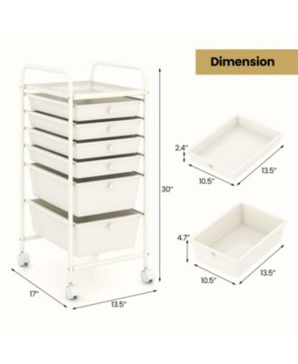 Six Drawer Rolling Storage Cart Organizer for Home and Office