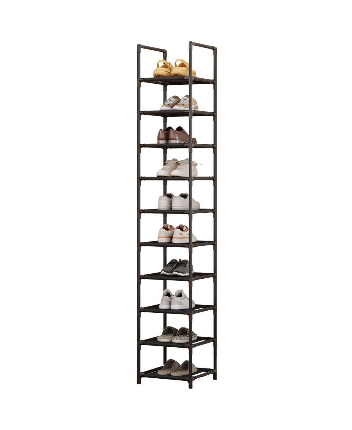 Homfan 10 Tier Metal Shoe Rack with Adjustable Fabric Shelves