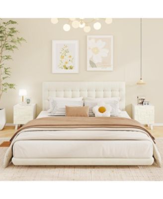 Modern Nightstand with Drawers and 3D Geometric Pattern