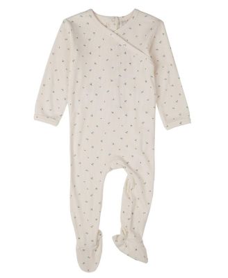 Baby Girls "Sprigs Have Sprung" Mini-Rib Rayon-Blend Crossover-Neck Footie