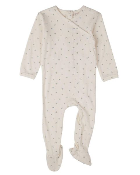 MeMoi Baby Girls "Sprigs Have Sprung" Mini-Rib Rayon-Blend Crossover-Neck Footie, цвет: Синий